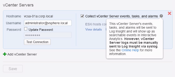Пример справочной информации в окне vSphere Integration Пример справочной информации в окне vSphere Integration