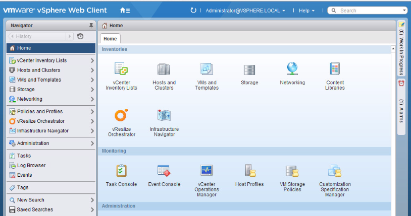 Панель управления vSphere Web Client Панель управления vSphere Web Client
